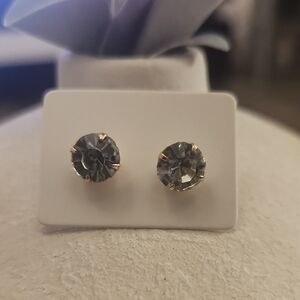 Gold-Setting Gray Crystal Stud Earrings - Women Jewelry